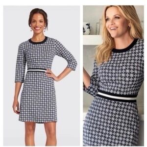 Draper James Navy and White Houndstooth Dress